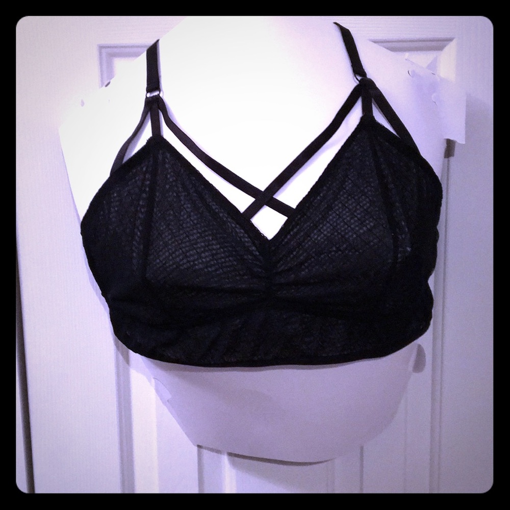 Black strappy lacy bralette